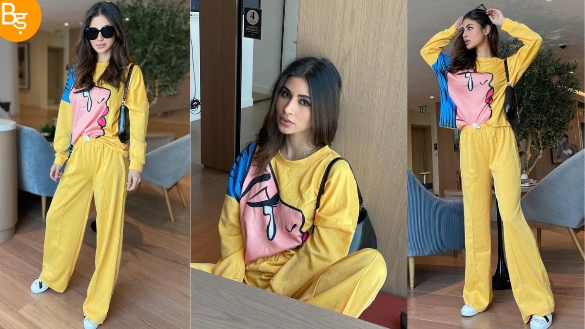 Mouni Roy in Yellow Track suit
